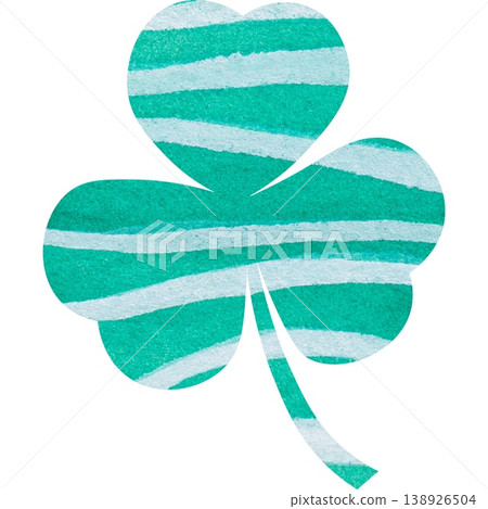 An illustration of a beautiful watercolor-patterned three-leaf clover icon. 138926504