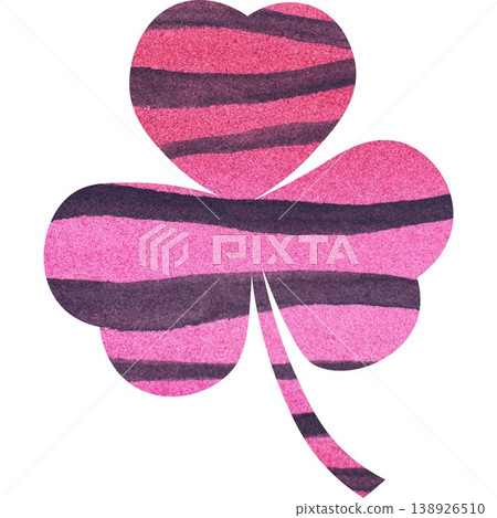 An illustration of a beautiful watercolor-patterned three-leaf clover icon. An illustration of a beautiful watercolor-patterned three-leaf clover icon. 138926510