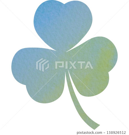 An illustration of a beautiful watercolor-patterned three-leaf clover icon. An illustration of a beautiful watercolor-patterned three-leaf clover icon. 138926512