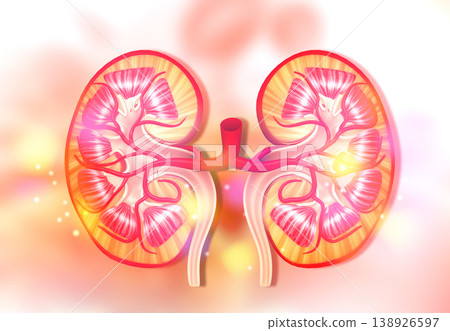 Cross section of internal anatomy of kidney 138926597