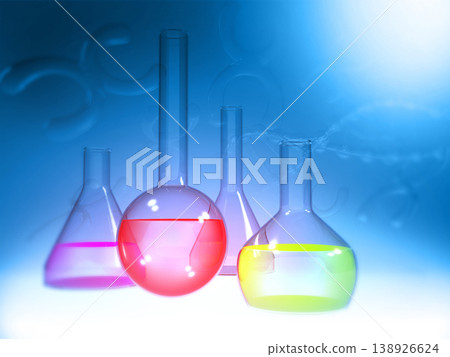 Laboratory flasks on scientific background Laboratory flasks on scientific background 138926624