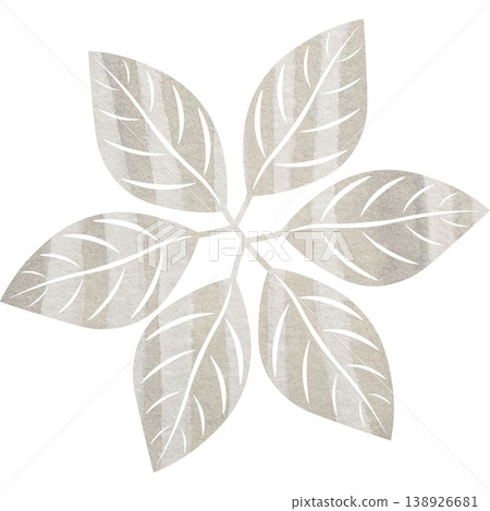 An illustration of a leaf-shaped object with a beautiful watercolor pattern, like an icon. 138926681