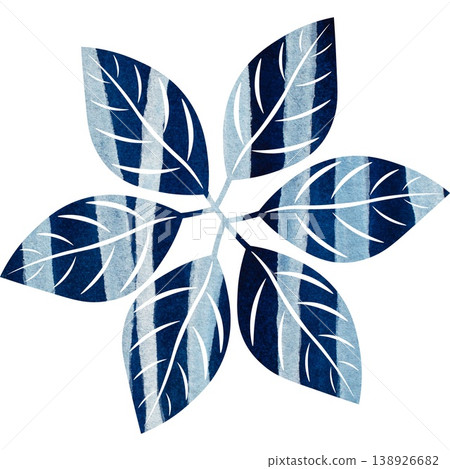 An illustration of a leaf-shaped object with a beautiful watercolor pattern, like an icon. 138926682
