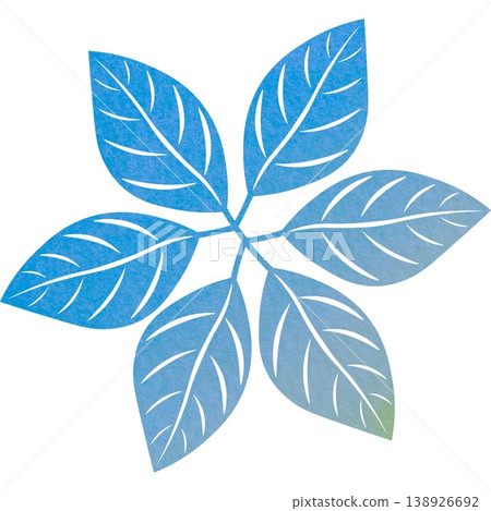 一幅葉子形狀物體的插圖，帶有美麗的水彩圖案，如同聖像一般。 138926692