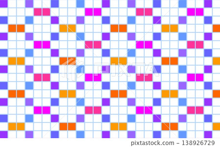 Geometric pattern, grid pattern, square, blue, orange, white background Geometric pattern, grid pattern, square, blue, orange, white background 138926729
