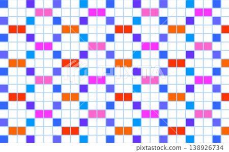 Geometric pattern, grid pattern, square, blue, orange, white background Geometric pattern, grid pattern, square, blue, orange, white background 138926734