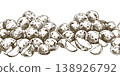 Hand drawn potato vegetable outline illustration. Monochrome ink sketch of raw potatoes for culinary design, harvest market, fresh farm food package and kitchen menu graphic seamless border. 138926792