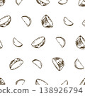 Seamless pattern with hand drawn baby potato slices. Artistic ink illustration of raw vegetable pieces. Graphic line art sketch for food packaging, shop wallpaper, textile and menu design. 138926794