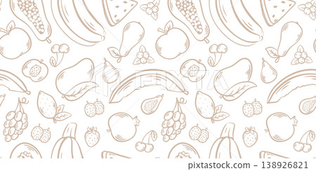 Seamless pattern with fruit and berry silhouettes Seamless pattern with fruit and berry silhouettes 138926821