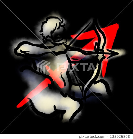 Illustration and symbol of Sagittarius Illustration and symbol of Sagittarius 138926868
