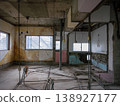 Demolition site in a skeleton state; Interior of a house after demolition during apartment complex renovation. 138927177