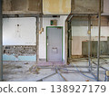 Demolition site in a skeleton state: interior doors and walls. 138927179