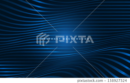 Deep blue glowing wave, abstract background with luminous lines. Dynamic luminous ribbons sweep across dark gradient canvas, producing high contrast glow and layered depth. Electric neon highlights 138927324