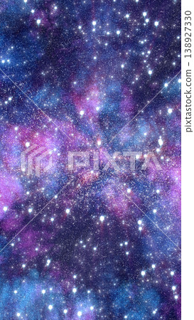 Bright purple and blue starfield background filled with sparkling stars and nebula clouds, creating a vivid cosmic space texture 138927330