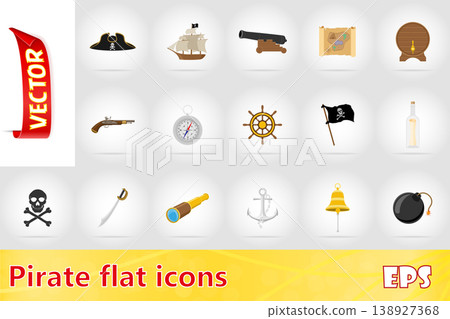 pirate flat icons vector illustration pirate flat icons vector illustration 138927368
