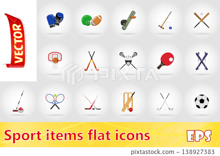 sport equipment flat icons illustration sport equipment flat icons illustration 138927383