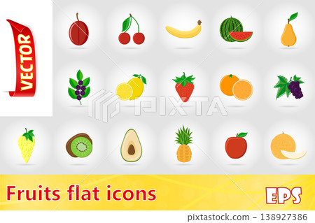 fruits flat icons vector illustration 138927386