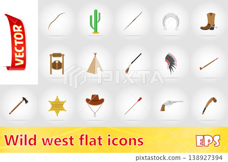 wild west flat icons vector illustration wild west flat icons vector illustration 138927394