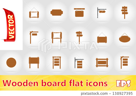 wooden board flat icons vector illustration wooden board flat icons vector illustration 138927395