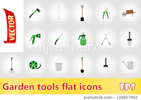 gardening tools flat icons vector illustration gardening tools flat icons vector illustration 138927402