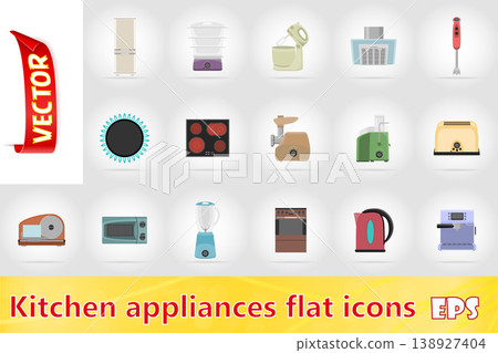 household appliances for kitchen flat icons vector illustration household appliances for kitchen flat icons vector illustration 138927404