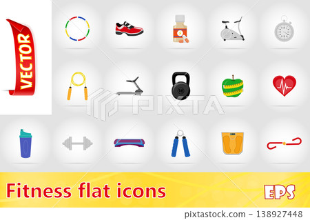 fitness flat icons vector illustration fitness flat icons vector illustration 138927448
