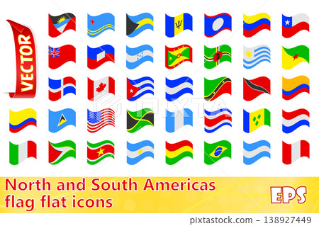 flags north and south americas countries flat icons vector illustration flags north and south americas countries flat icons vector illustration 138927449