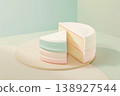 Minimalist geometric cake art in pastel colors on abstract background 138927544