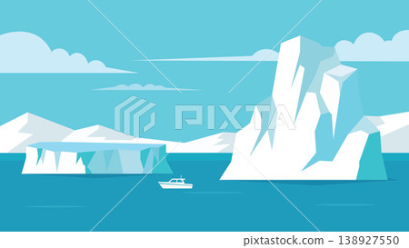 Fragmented Ice Coast Arctic Flat Design Horizon 138927550