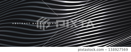 Dark metallic wave lines abstract background, sleek monochrome rippled surface with soft highlights, elegant corporate tech ambience, subtle depth and contrast, premium branding and presentation 138927569