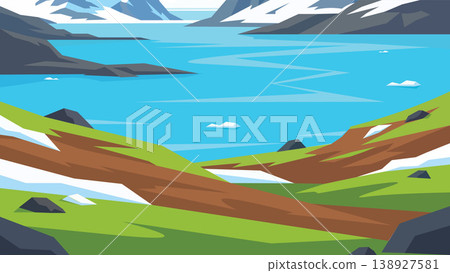 Arctic Fjord Colors Flat Design Unexpected Warmth 138927581