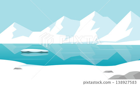 Drifting Ice Fields Arctic Flat Design Serenity 138927583