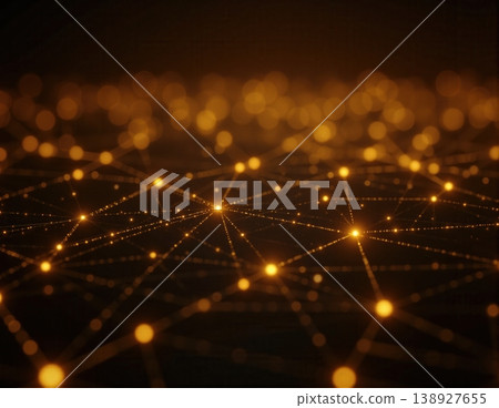 Abstract golden neural network data link visualization Abstract golden neural network data link visualization 138927655