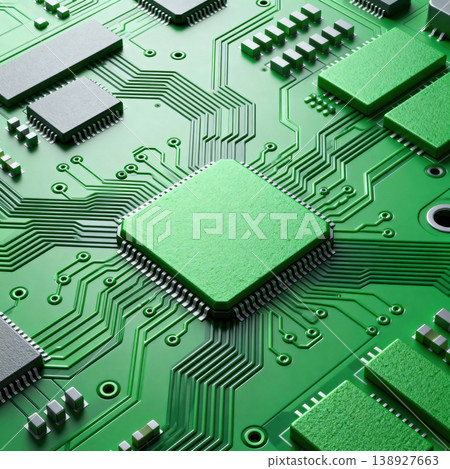 High-tech green CPU processor on electronic motherboard High-tech green CPU processor on electronic motherboard 138927663