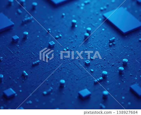 Dark blue textured electronic circuit background 138927684