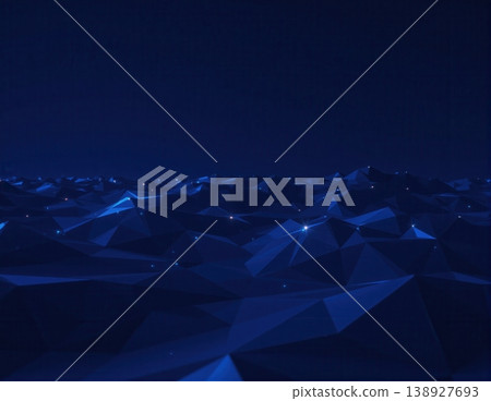 Low poly blue mountains at night with sparkling stars 138927693