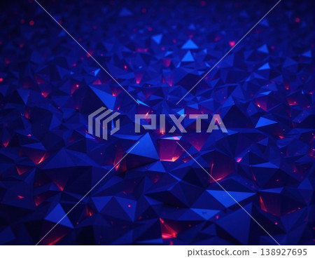 Blue low poly mountains with glowing fire highlights Blue low poly mountains with glowing fire highlights 138927695