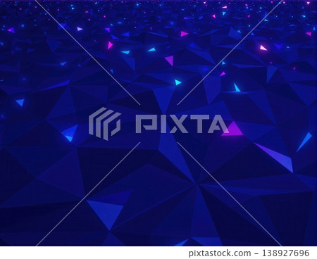 Dark blue polygonal terrain with pink and blue glowing points 138927696