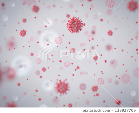 Red bacteria cells floating on white background 138927709