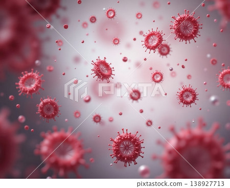 Red ring shaped pathogenic virus cells microscopic view Red ring shaped pathogenic virus cells microscopic view 138927713