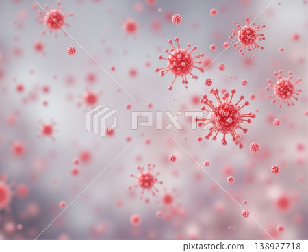 Red virus cells with patterned surface microscopic view Red virus cells with patterned surface microscopic view 138927718