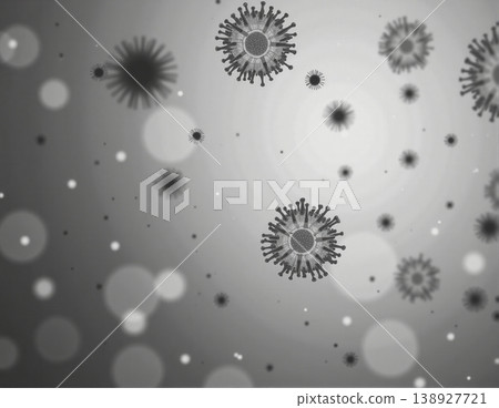 Detailed cross section of virus cells in greyscale Detailed cross section of virus cells in greyscale 138927721