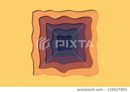 papercut square layers textured background with wavy edges 138927804