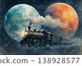 A steam locomotive traveling through space 138928577