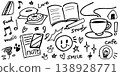 Cute handwritten doodles and illustrations for smartphones, notebooks, cafes, coffee, and food. 138928771