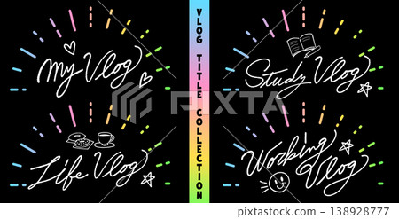 Handwritten-style stylish vlog title collection, materials, thumbnails Handwritten-style stylish vlog title collection, materials, thumbnails 138928777