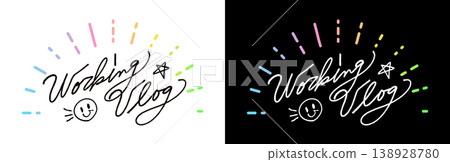 Stylish handwritten-style Working Vlog title, material, thumbnail Stylish handwritten-style Working Vlog title, material, thumbnail 138928780
