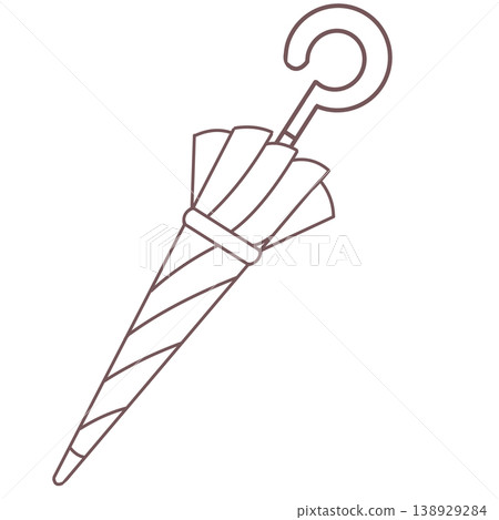 Line drawing of a folding umbrella Line drawing of a folding umbrella 138929284