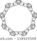 Frilly black round frame of swirls and curved line 138929348