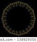 Round lattice golden frame on black background 138929350